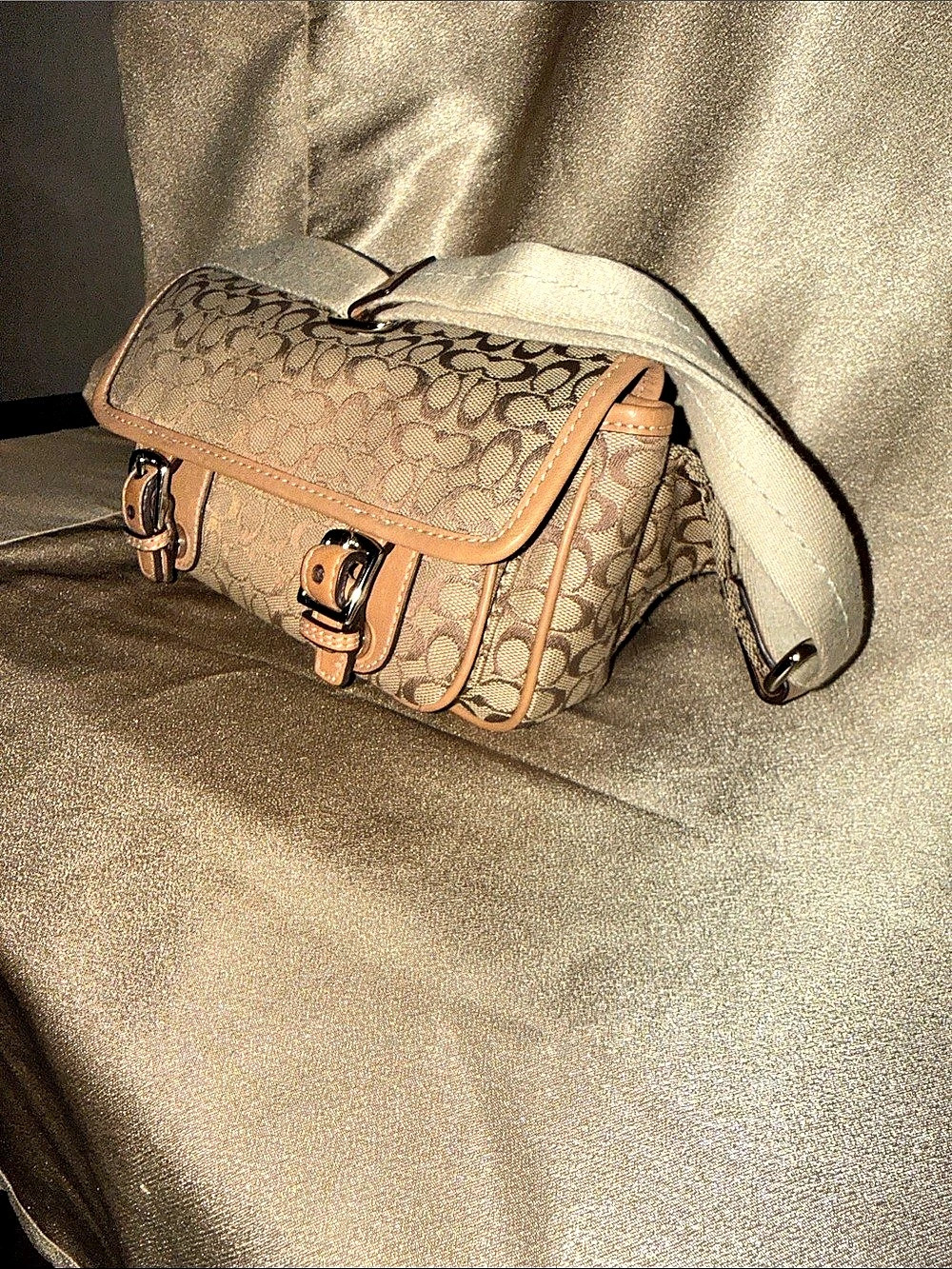 Coach Signature Canvas Crossbody Bag in Brown & Beige